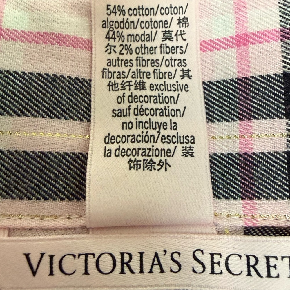 Victoria's Secret Pink Plaid Cotton Flannel Long Pajama Set Relaxed Fit XXL - Picture 9 of 11